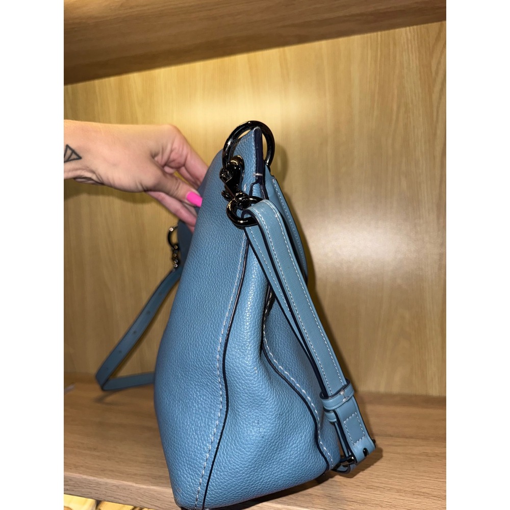 Coach Edie 31 Blue Pebbled Leather Shoulder Crossbody Bag - Picture 5 of 11